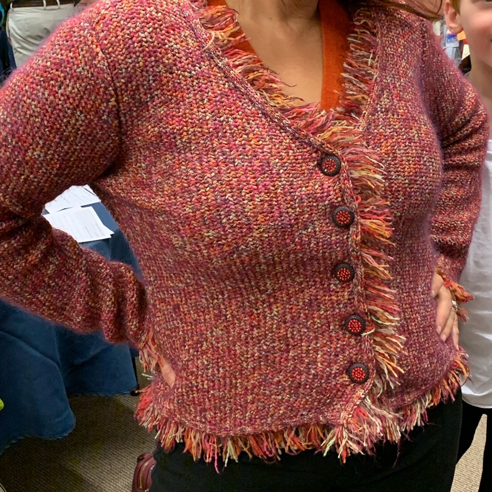 Curio knit cardigan sweater w/fringe Small
